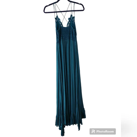 NWOT Free People TEAL Adella Maxi Dress - Picture 6 of 11